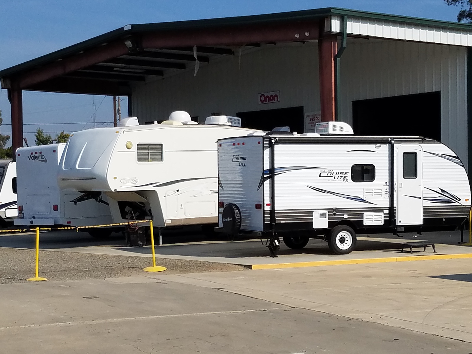 two rvs outside